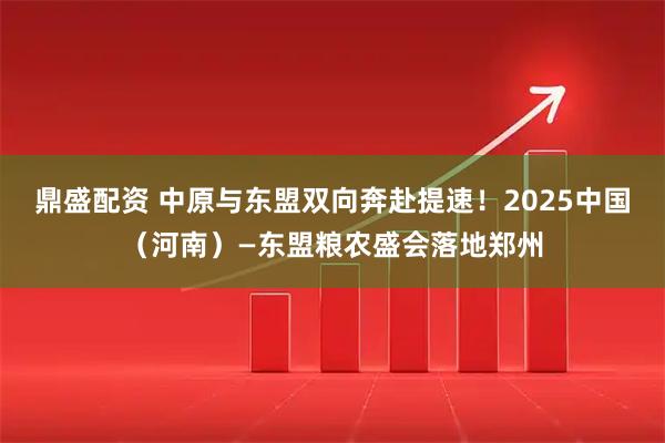 鼎盛配资 中原与东盟双向奔赴提速！2025中国（河南）—东盟粮农盛会落地郑州