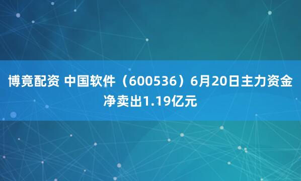 博竟配资 中国软件（600536）6月20日主力资金净卖出1.19亿元